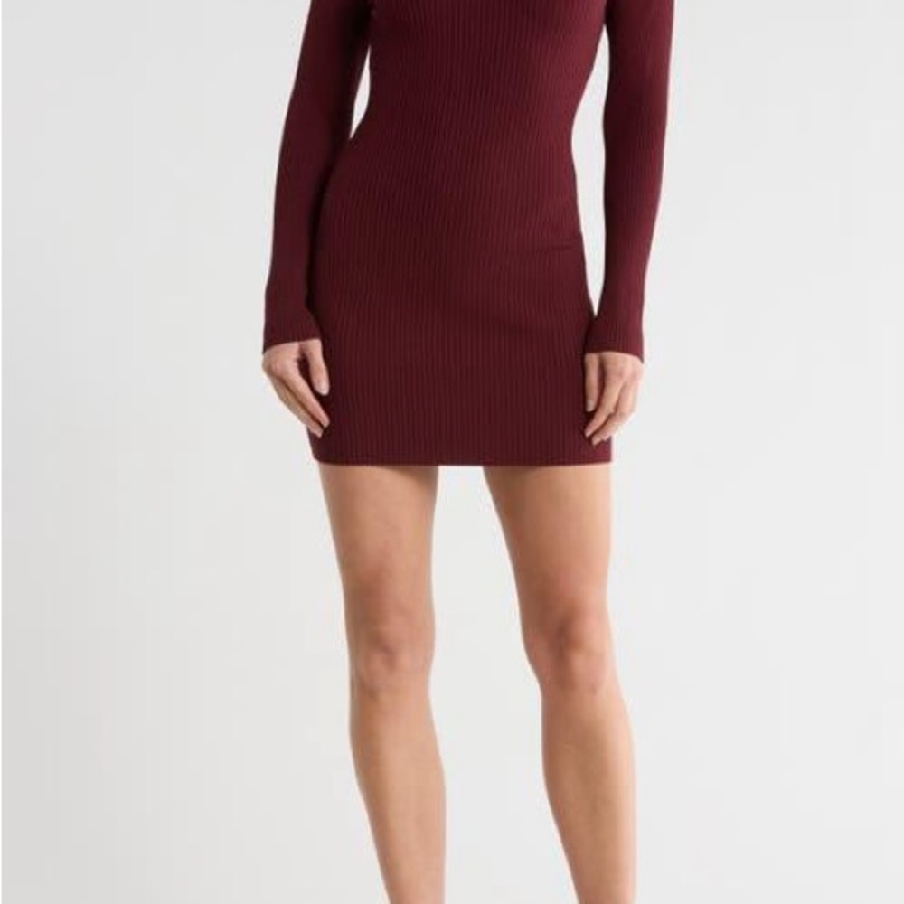 Good American Virgo Cold Shoulder Long Sleeve Rib Sweater Dress S New with Tags